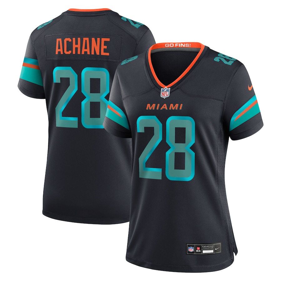 women Miami Dolphins #28 Achane Nike 2025 Blue Limited Nike NFL Jersey